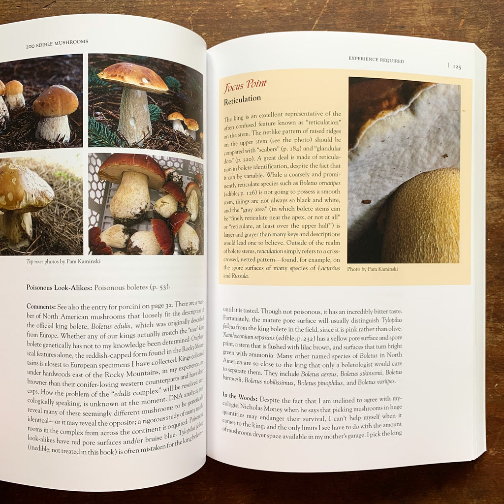 Interior page spread with full color photos of boletes and informative paragraphs.