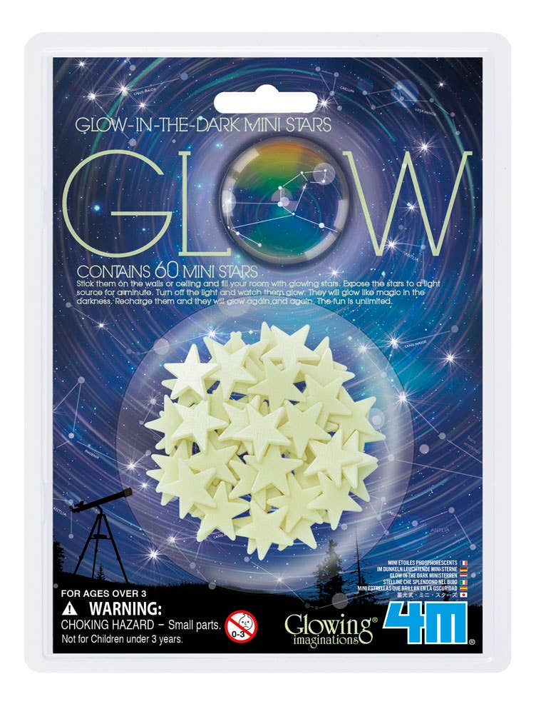 4M Glow-In-The-Dark Mini Stars Pack of 60 - Kids Room Décor