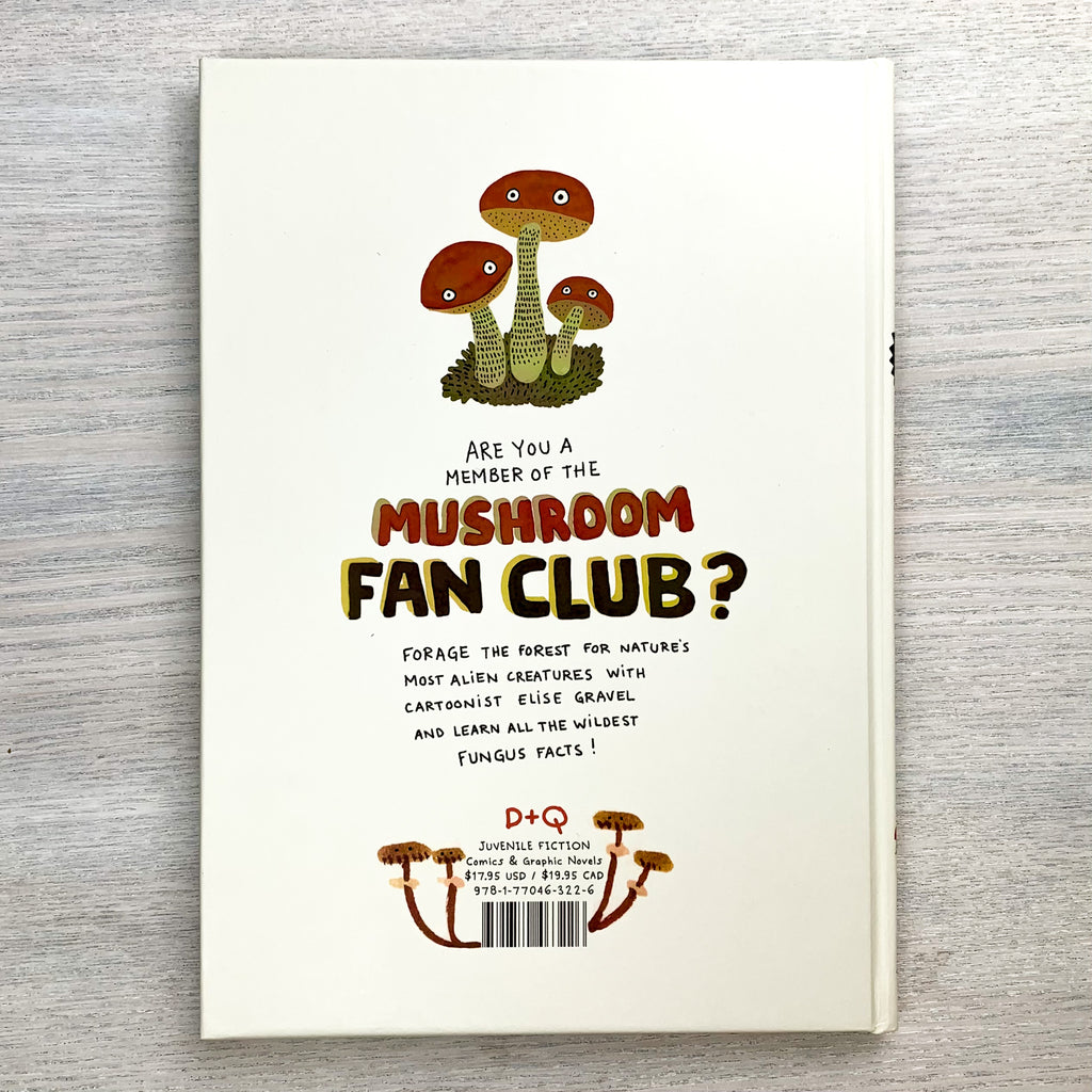 Back cover of book with "Are you a member of the Mushroom Fan Club?" text