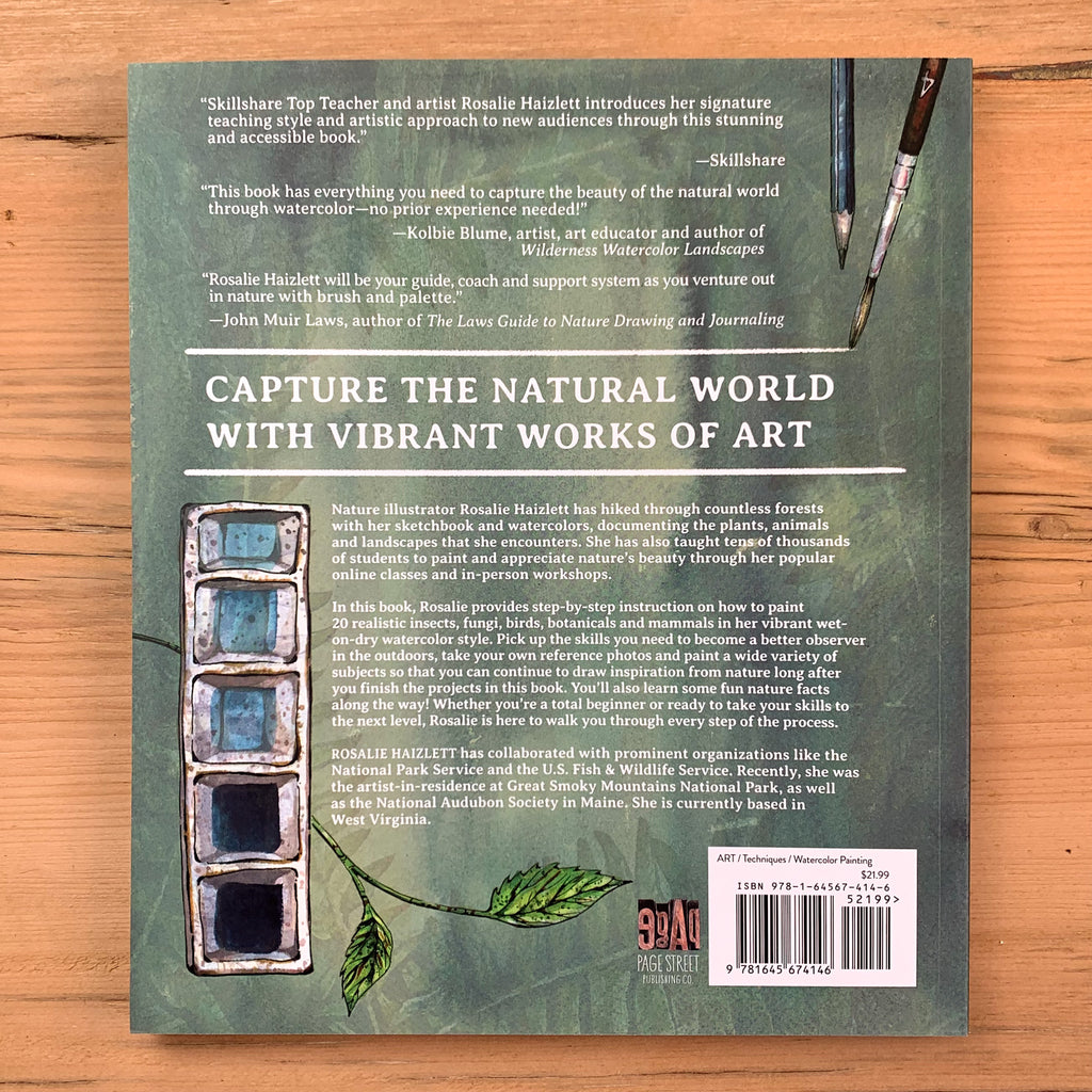 Back cover of Watercolor in Nature with reviews and a description of the contents of the book.